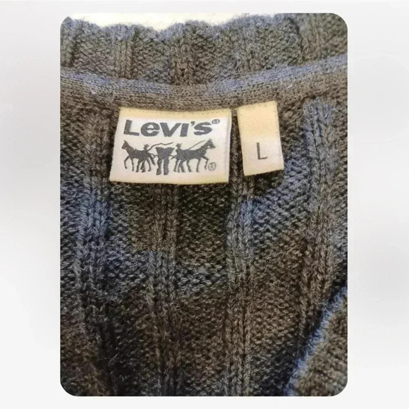 Levi’s Wool Blend Grey Pullover  Knit Sweater V Neck Size Large - Picture 8 of 11